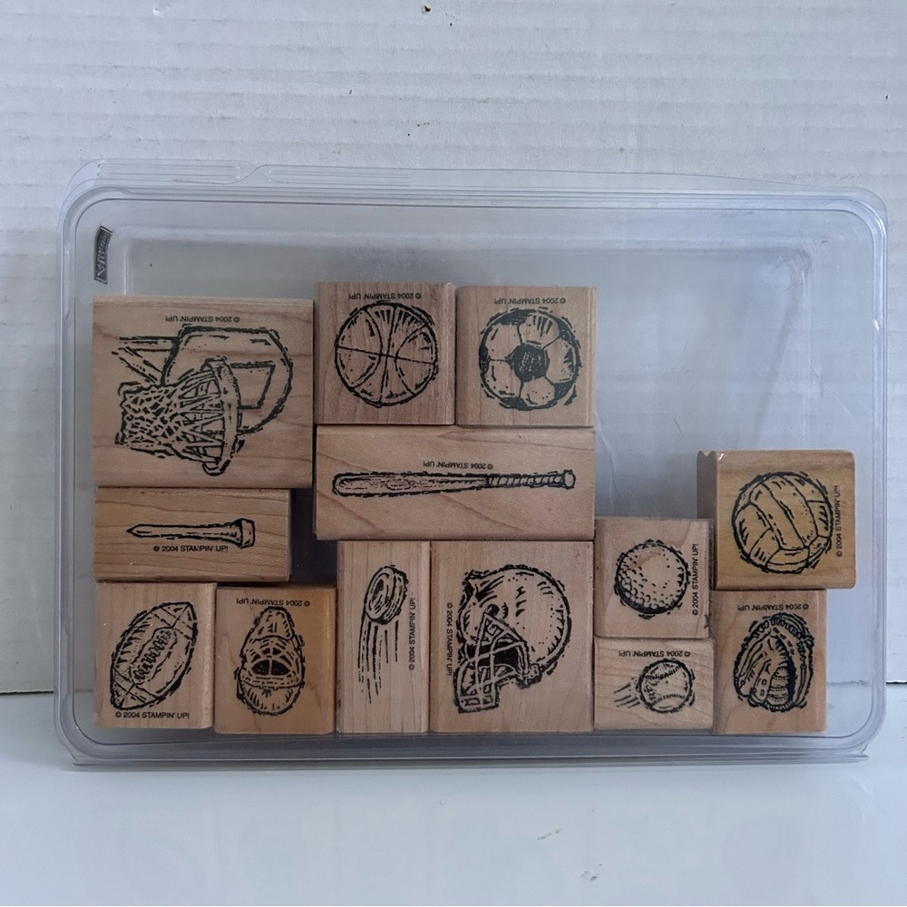 Stampin’ up! 2004 13 pc wood stamps - SPORTS